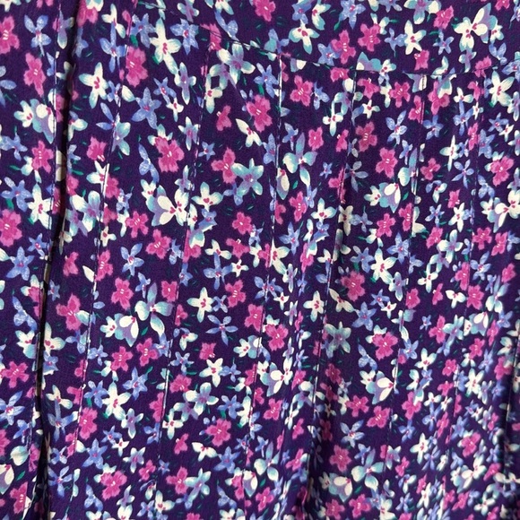 Vintage Diane Von Furstenberg Purple & White Ditsy Floral Maxi Skirt Size 8 - Picture 3 of 7